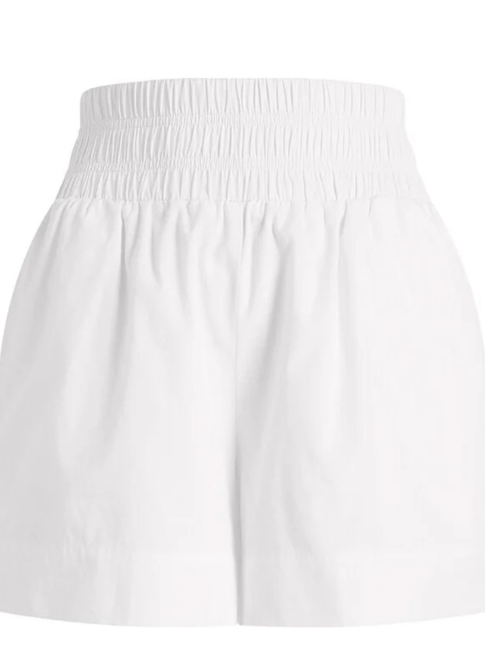 Hill House White High-Waist Smocked-Waist Shorts
